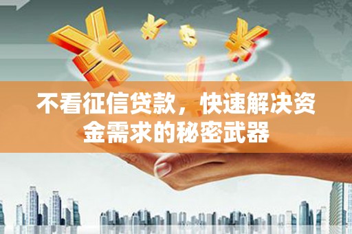 湖滨不看征信贷款，快速解决资金需求的秘密武器