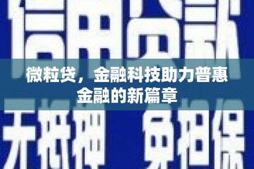 湖滨微粒贷，金融科技助力普惠金融的新篇章