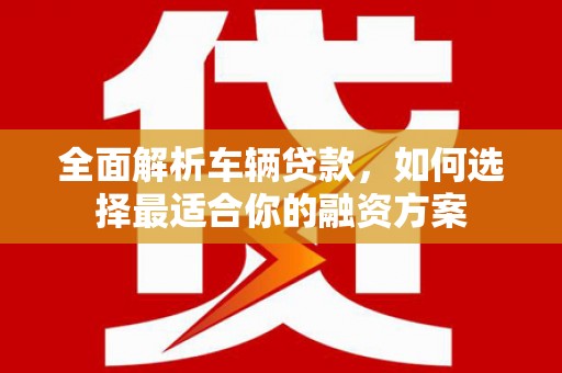 湖滨全面解析车辆贷款，如何选择最适合你的融资方案